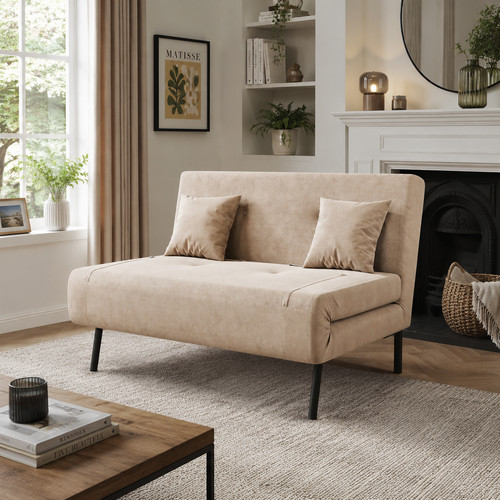 Sofa bed khaki velvet - bed,