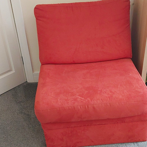 Red convertible sofa bed futon - bed,
